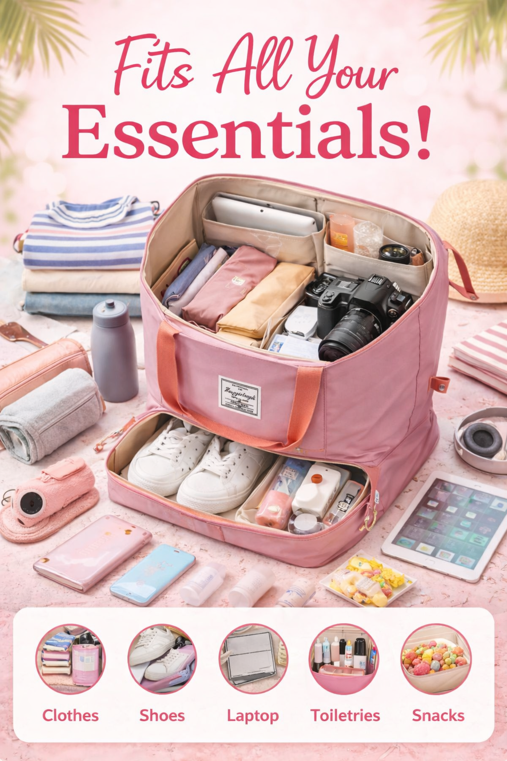 Stylish Foldable Travel Tote Bag(Premium Quality)